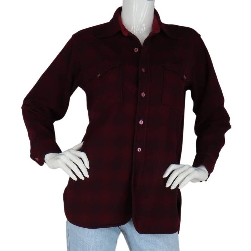 30s Vintage Pendleton Wool Shadow Plaid Flannel Shirt M